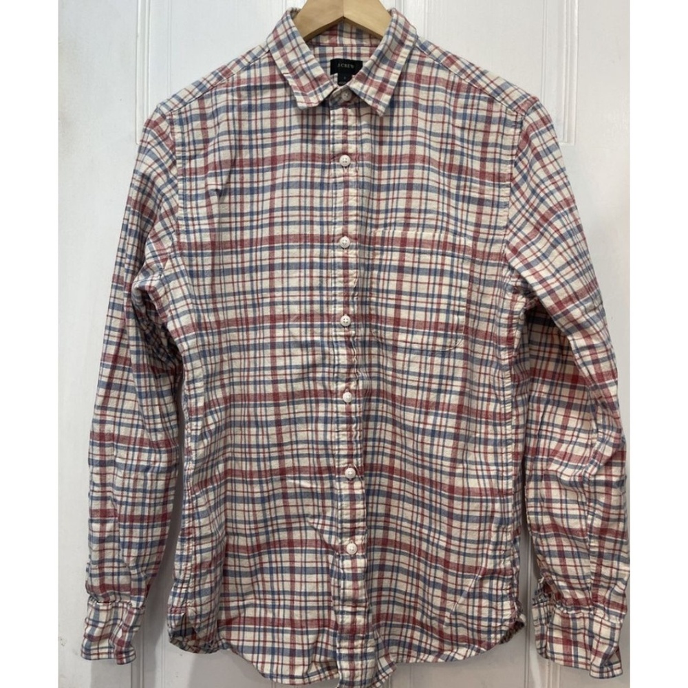 J. Crew Red, White and Blue Plaid Long Sleeve Button Up Shirt Men’s Size Small